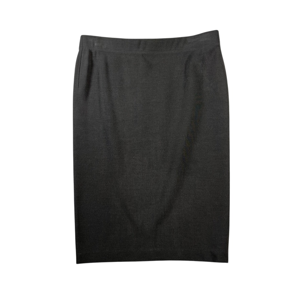 Vince Black/Grey Ribbed Knit Pencil Skirt Medium Viscose Blend Knee Length
